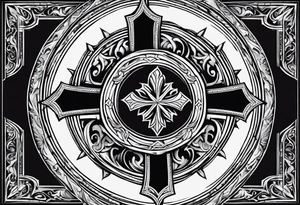 Maltese cross with negative space jesus christ on cross in the middle tattoo idea