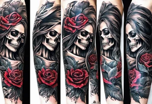 Arm sleeve skeleton, broken soul, pain suffering, loneliness, darkness, betrayal tattoo idea