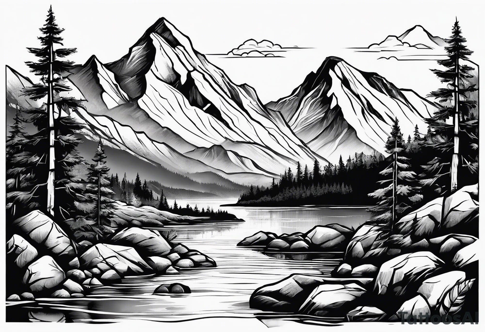 Mountains and rivers tattoo idea