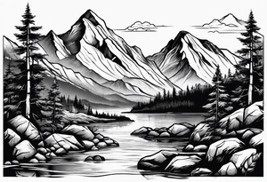 Mountains and rivers tattoo idea