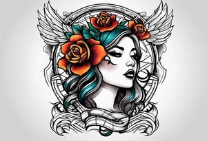 traditional vintage tattoo worship singing tattoo idea