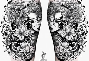 Music and baby footprints tattoo idea