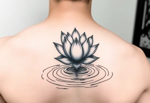 serene lotus flower emerging from sacred waters with ripples tattoo idea