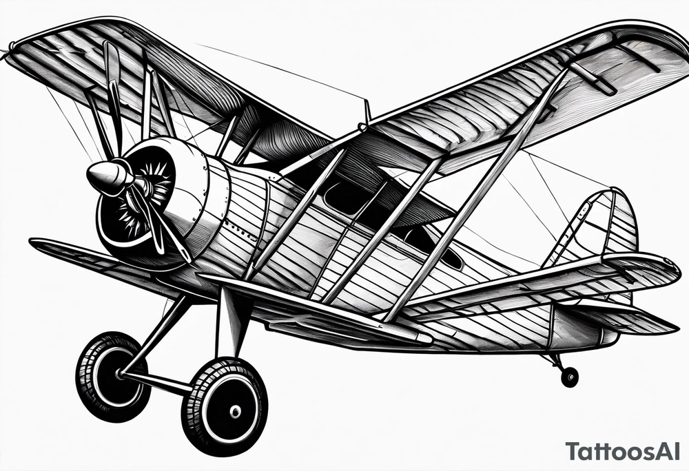 sketch of adventure plane in perspective from the bottom tattoo idea