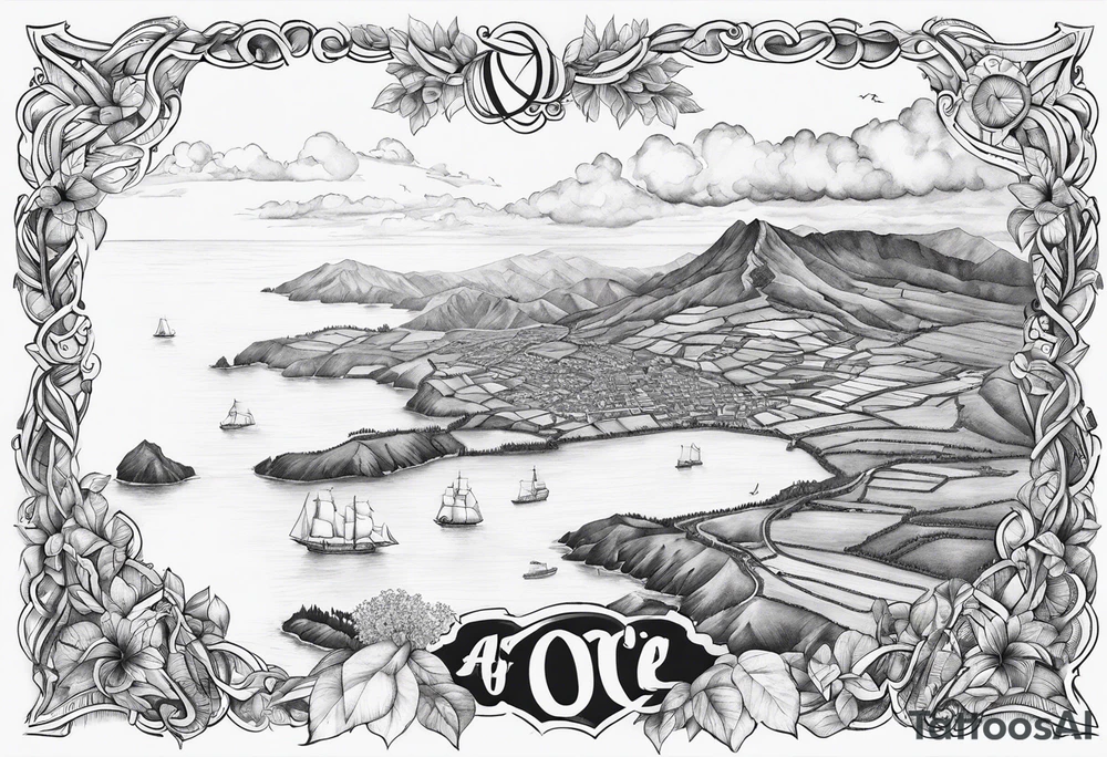 old azores islands map tattoo idea