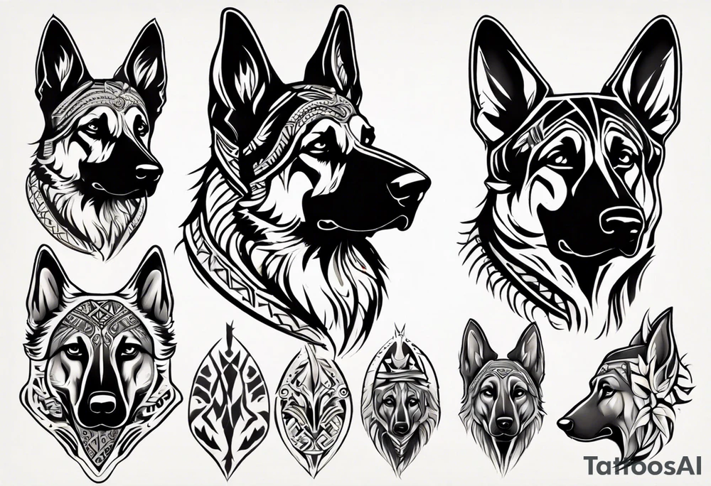 German shepherd portrait tattoo idea
