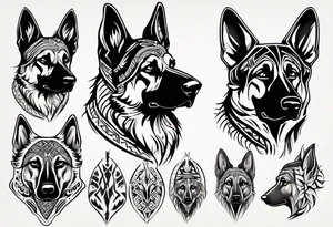 German shepherd portrait tattoo idea