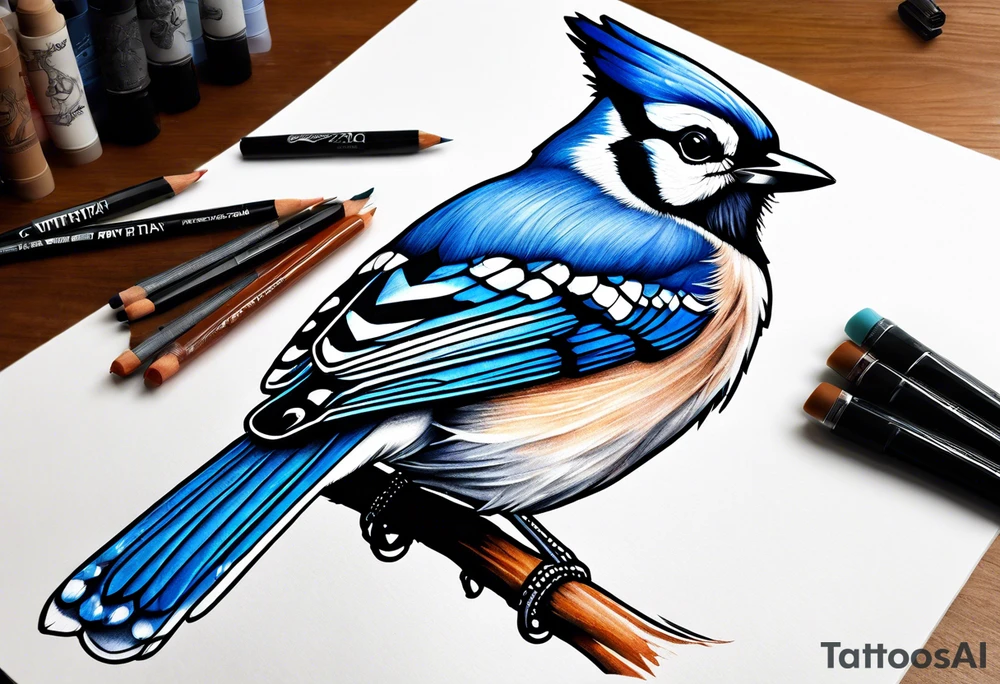 Majestic bluejay tattoo idea