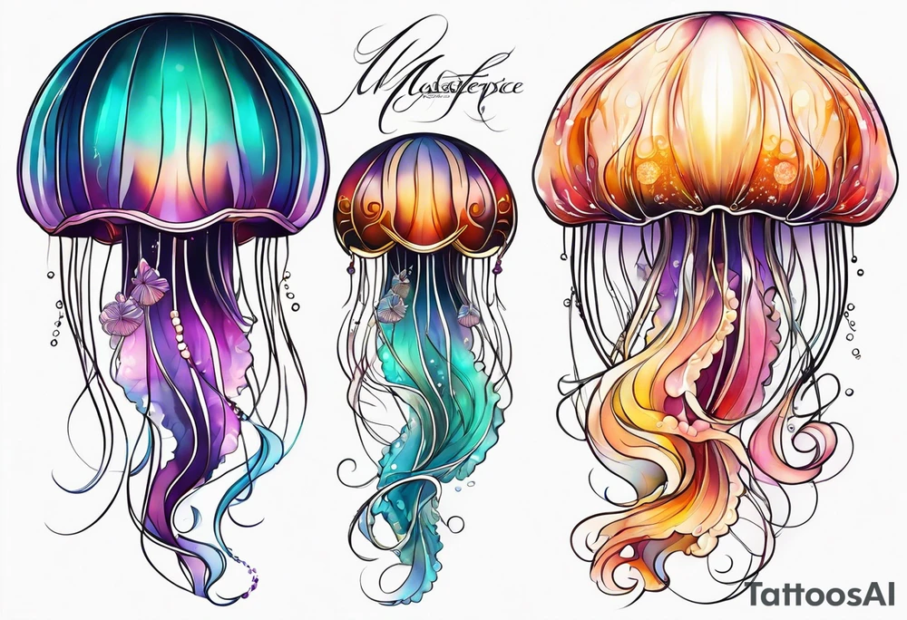 Delicate jellyfish long thin tattoo idea