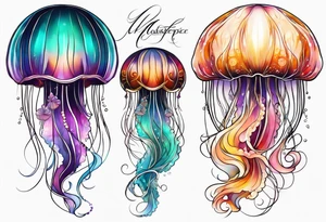 Delicate jellyfish long thin tattoo idea