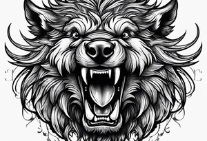 angry boar from front tattoo idea