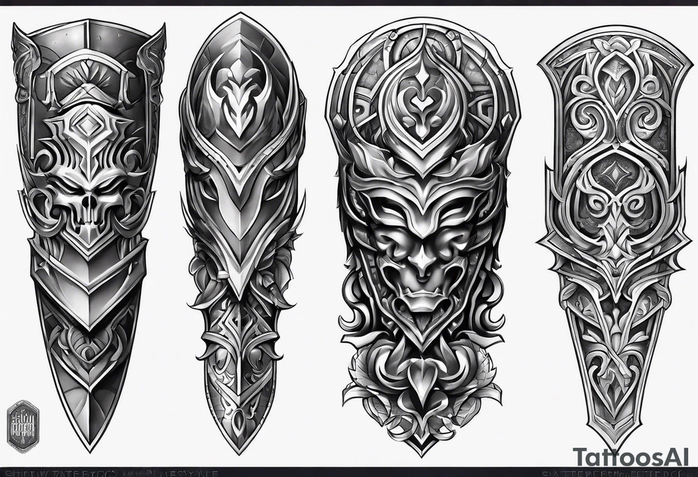 shin sleeve armor tattoo idea