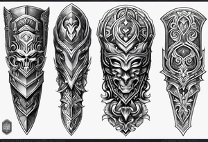 shin sleeve armor tattoo idea