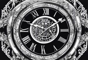 Broken clock with skeleton fingers tattoo idea