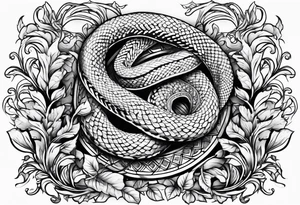 snake with leaves and vines tattoo idea