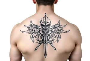 chest japan theme knight tattoo idea