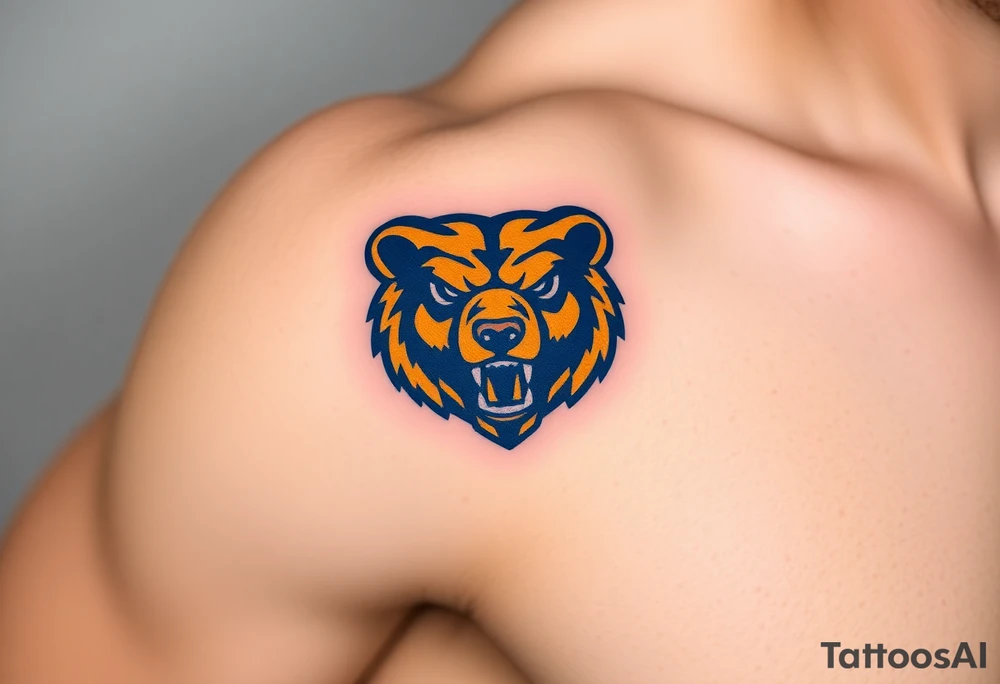 University of Northern Colorado bear mascot  head with Navy blue and yellow tattoo idea