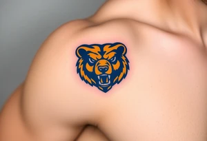 University of Northern Colorado bear mascot  head with Navy blue and yellow tattoo idea
