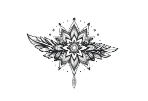 spiritual feather indian mandala shaman tattoo idea