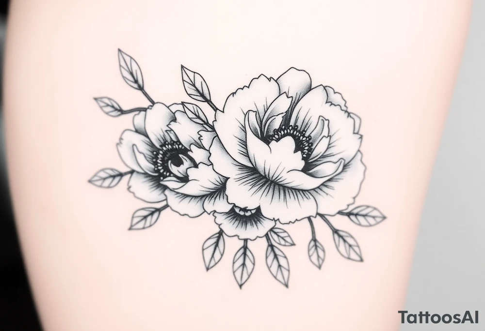 peonies and honey combs tattoo idea
