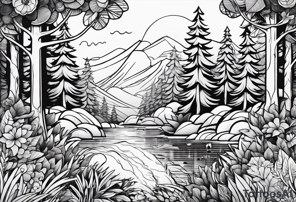 lines forest, minimalystic tattoo idea