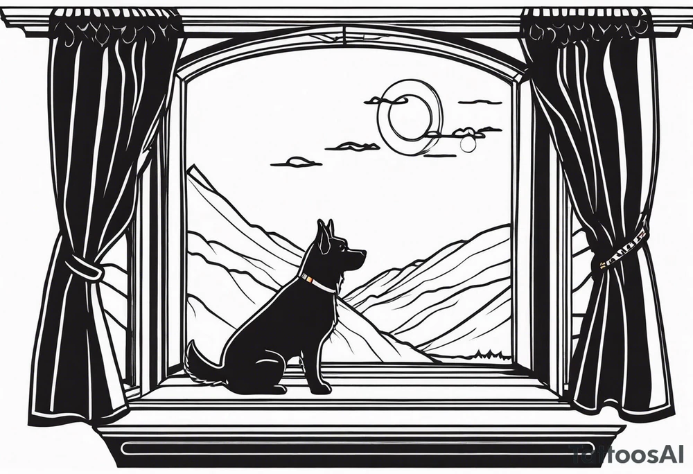 dog looking out window tattoo idea