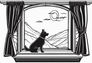 dog looking out window tattoo idea