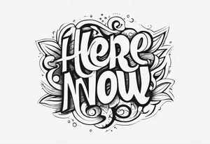 "here and now" message tattoo idea