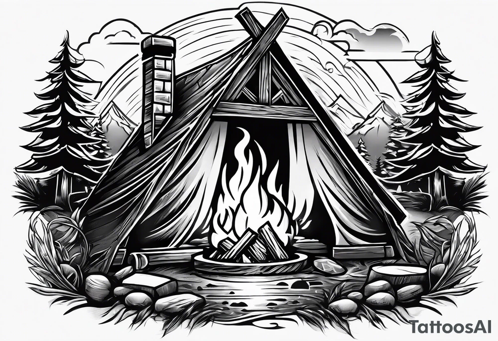 christian 
cross, campfire, golf , whiskey glass, cabin tattoo idea
