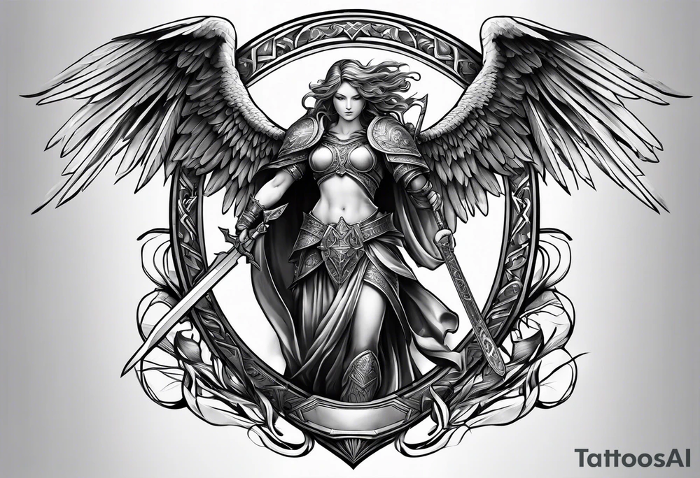 Angels with sword & Shield tattoo idea