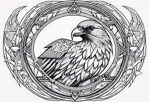 Valhalla bird straight line tattoo idea