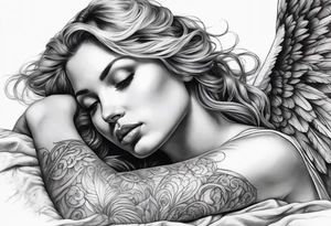 Angel laying down tattoo idea
