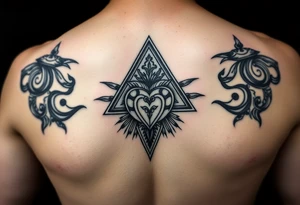 A triangle with a heart over the middle of the center with a tna tattoo idea