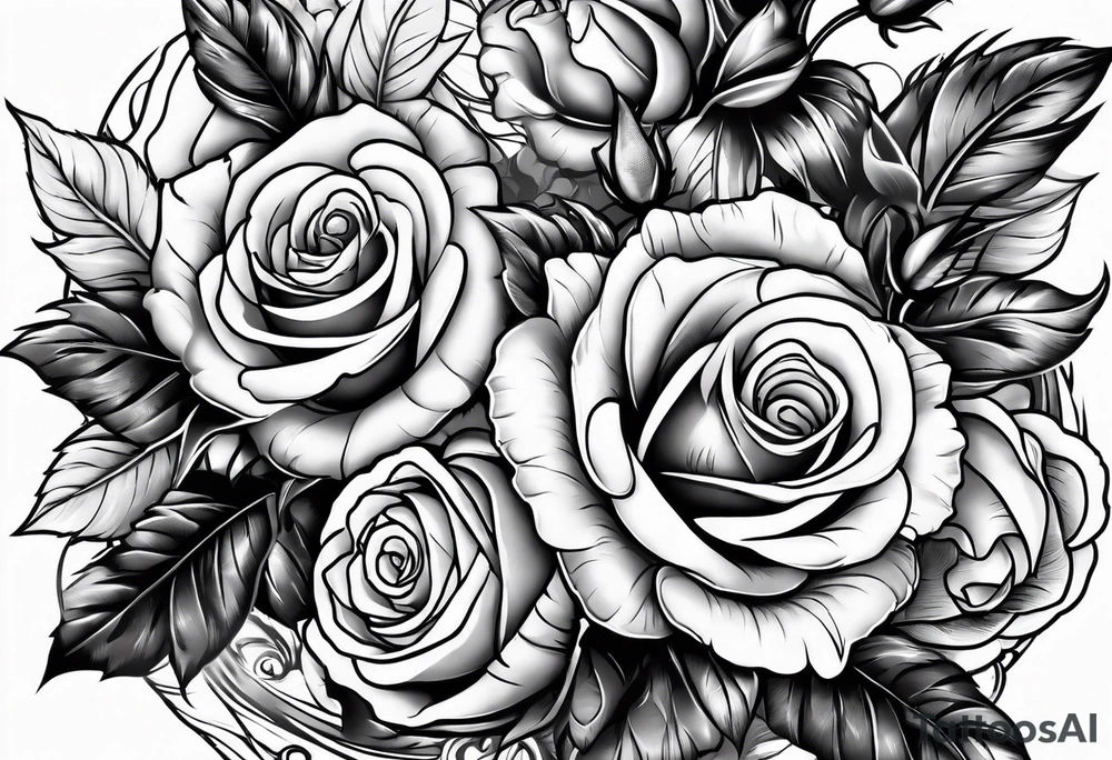 Lightning with roses around it tattoo idea