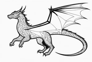 Elegant wyvern with fine lines on the background of the constellation elegant tattoo idea