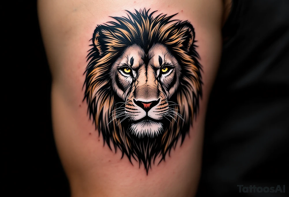 egyptian themed lion (red and black) tattoo idea