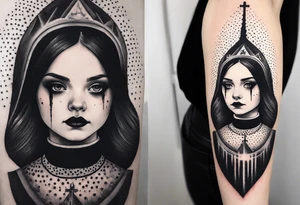wednesday adams with burning church tattoo idea