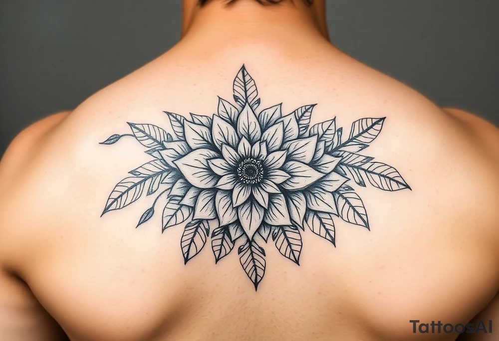 Indigenous tribal floral tattoo idea