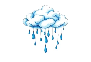 blue rain drops with cloud tattoo idea