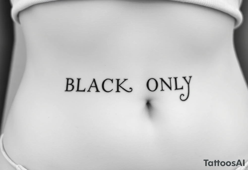 text reading "BLACK ONLY" across a womb tattoo tattoo idea