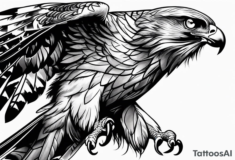 Hawk flying down to the ground tattoo idea