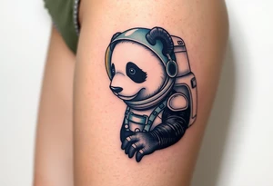 Panda with astronaut suit in outer space tattoo idea