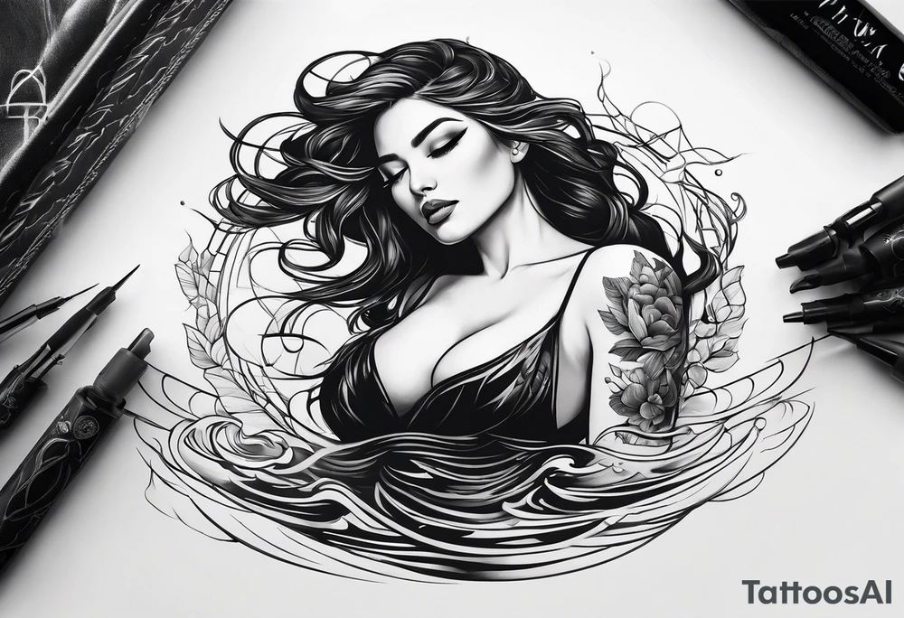 girl floating on still water
aerial view tattoo idea