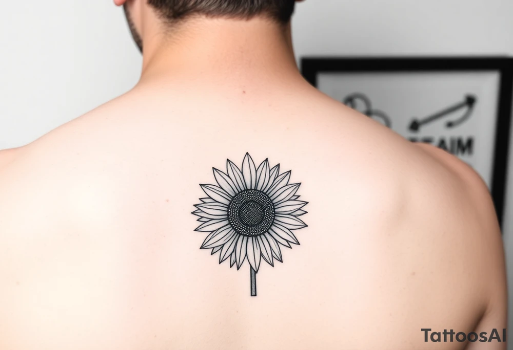 Small minimalist line art inspired by daughter Harlow and sunflower. tattoo idea