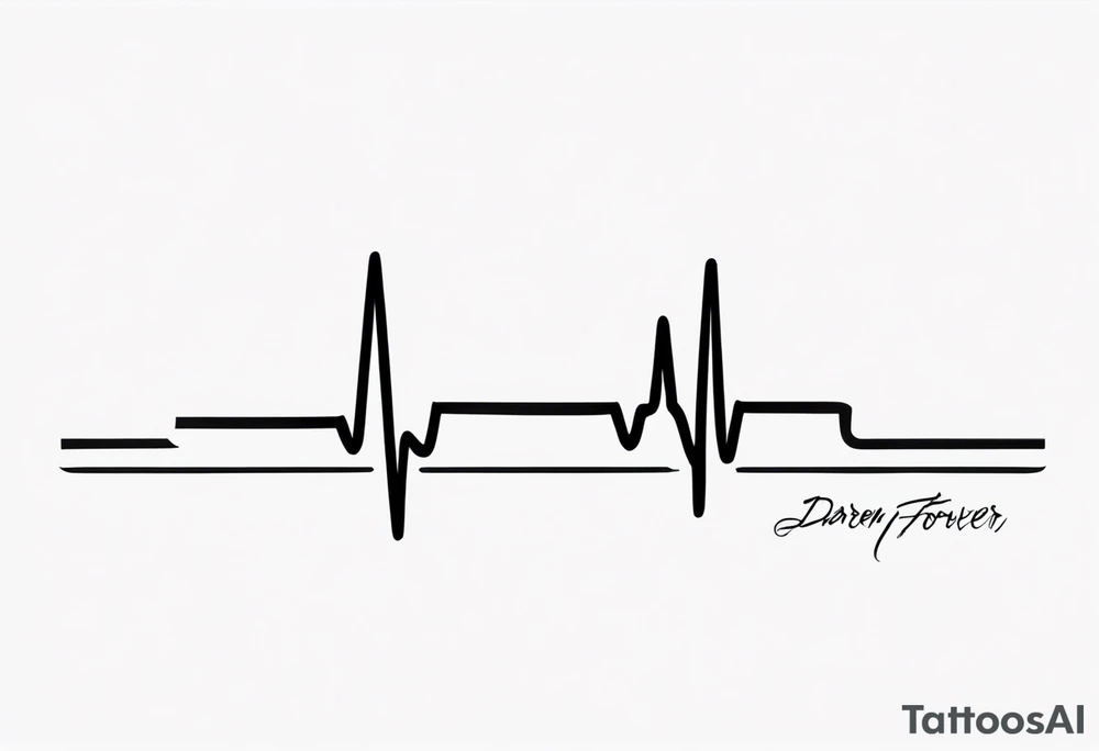 Heartbeat line intertwined with the words Darren Forever tattoo idea