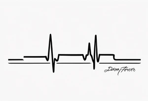 Heartbeat line intertwined with the words Darren Forever tattoo idea