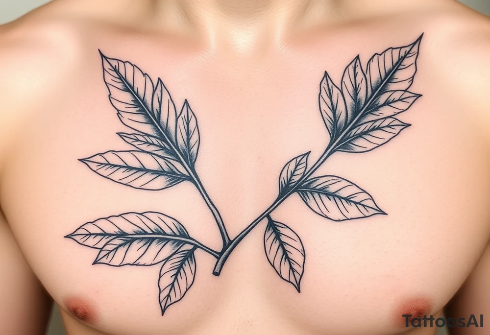 Hawaiian breadfruit tree leaves tattoo idea