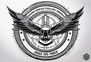 2023 Air Force symbol combined with the 2023 civil engineer symbol inside tattoo idea
