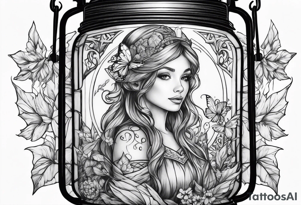 A fairy inside of a lantern tattoo idea