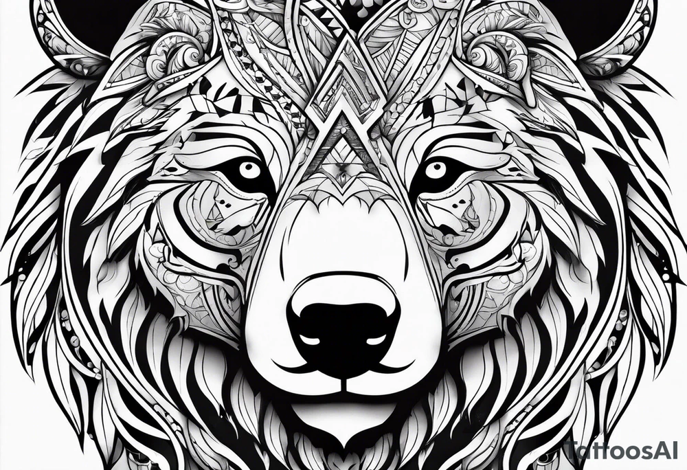 Bear face tattoo idea